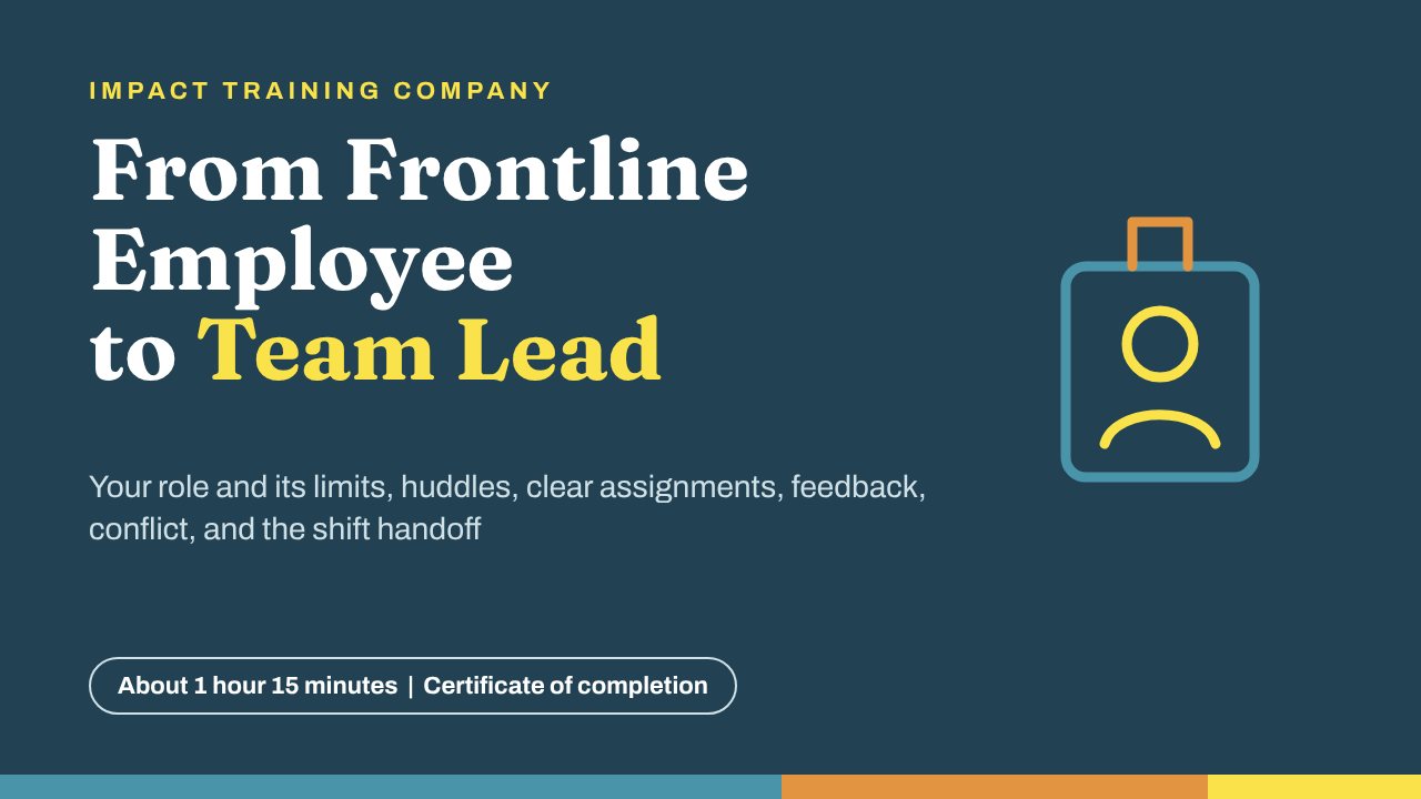From Frontline Employee to Team Lead course